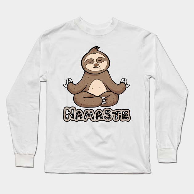 namaste sloth yoga Long Sleeve T-Shirt by aboss